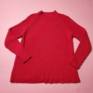 🍎 Lands End Red Knit Sweater Heavy